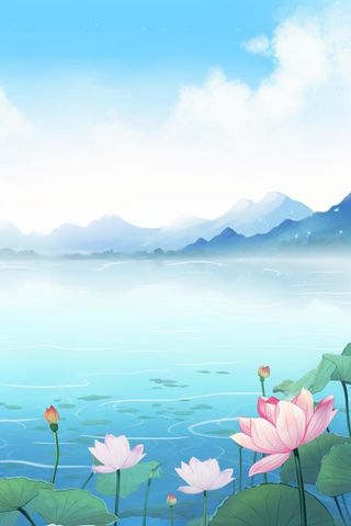 水墨大气国风荷花荷叶背景