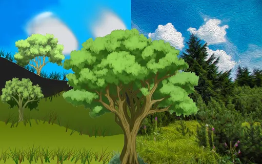 绿色 油画 清新 简约 森林