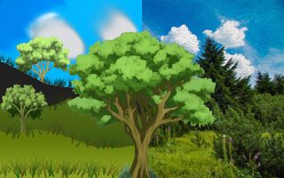 绿色 油画 清新 简约 森林