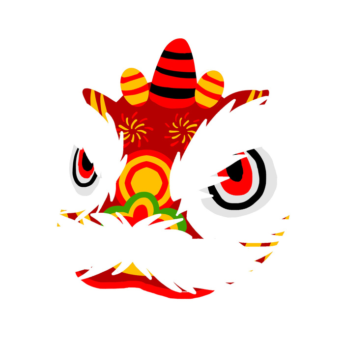 新年春节虎年元宵手绘人物舞狮卡通狮子头插画元素PSD设计素材psd模版下载