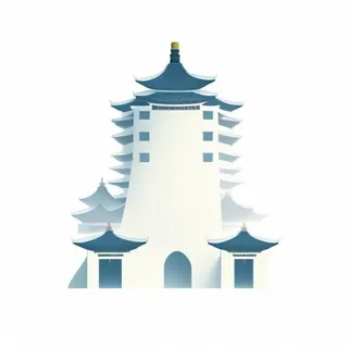 中国古代建筑插画png免抠