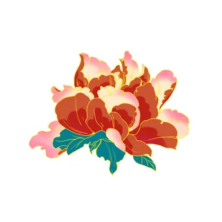 手绘国潮中国风古典牡丹花国花花卉装饰图案PSD设计素材