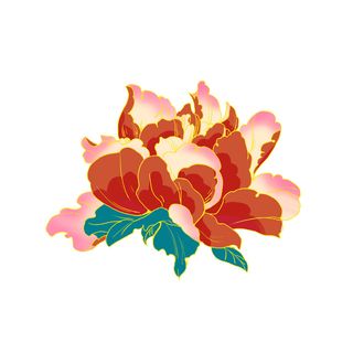 手绘国潮中国风古典牡丹花国花花卉装饰图案PSD设计素材