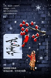 24二十四节气传统节日大寒宣传活动海报插画合集psd设计素材模板