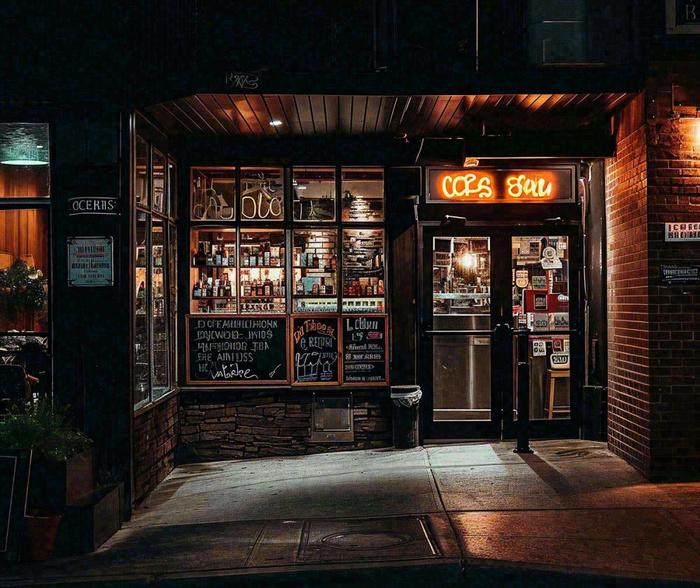 夜晚街道美食小店户外灯光摄影(1200x1008)