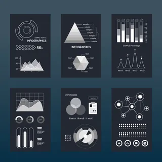 科技互联网柱状折线图数据统计信息图表元素AI矢量设计素材模板