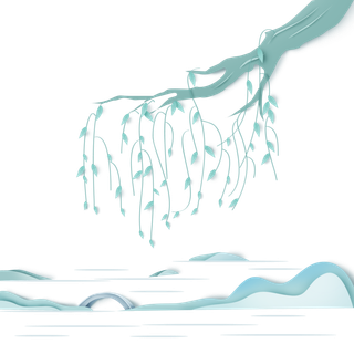 清明元素古风中式清明节山水画中国风绿色