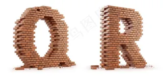 创意砖墙OR字母设计高清图片