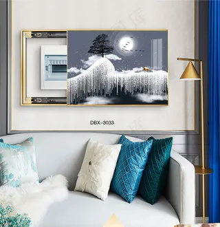 大气时尚家居室内装饰场景客厅沙发卧室床铺电表箱壁画背景图背景装饰画