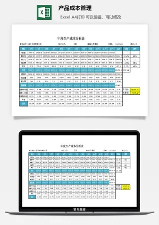 产品成本管理excel模板