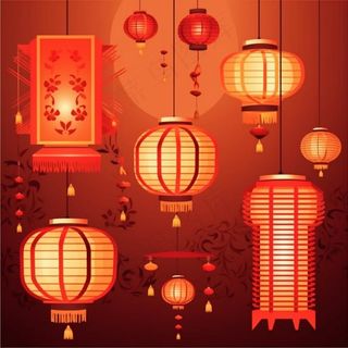 红灯笼过年过节喜庆插画素材