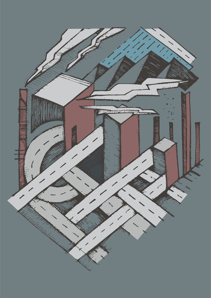 错综复杂 道路重叠 抽象建筑