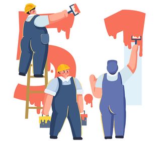 五一劳动节创意劳动场景插画