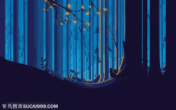 夜景森林插画