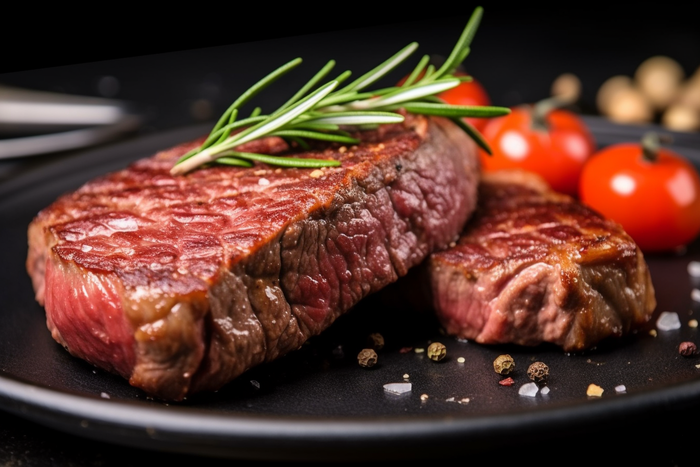 美味的牛排美食摄影图