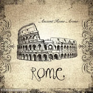 角斗场高清素描装饰画