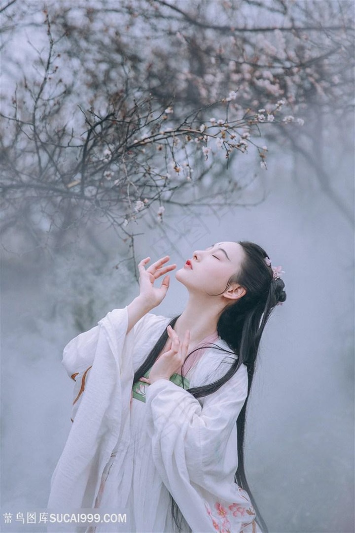 烟雾里的古装美女图片