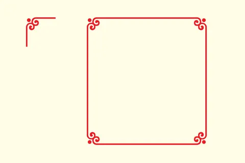 中国风古典传统图案边框纹理祥云灯笼装饰线条PSD背景素材