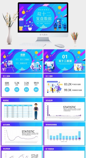 工作项目报告复盘总结回顾PPT模板预览图