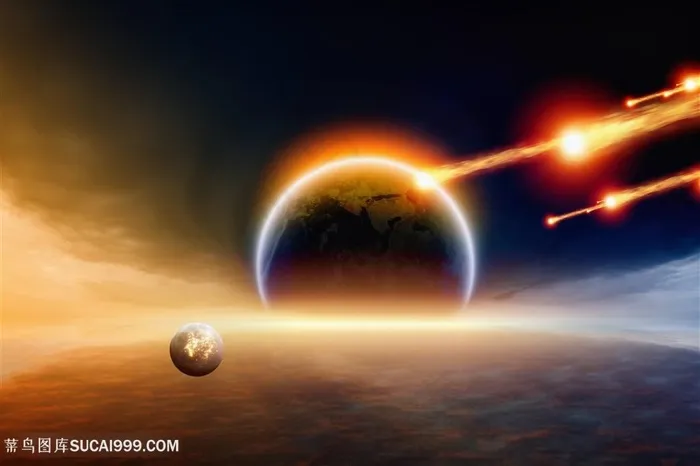 宇宙星球流星滑落高清图片