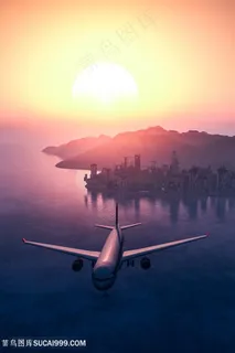 飞机与晚霞图片 飞机与晚霞图片
