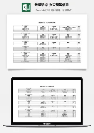 数据结构-火灾预警信息excel模板