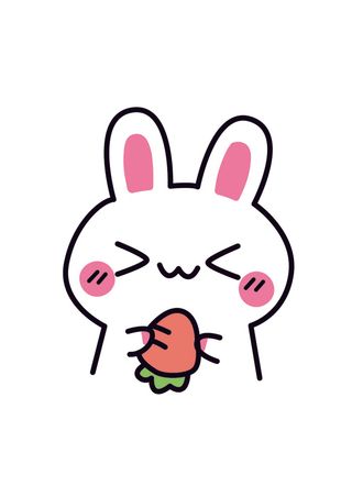 手绘抱着胡萝卜的兔兔