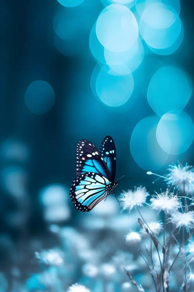 蝴蝶鲜花简约渐变背景(2400x3600)