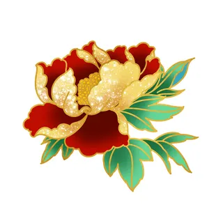 手绘国潮中国风古典牡丹花国花花卉装饰图案PSD设计素材