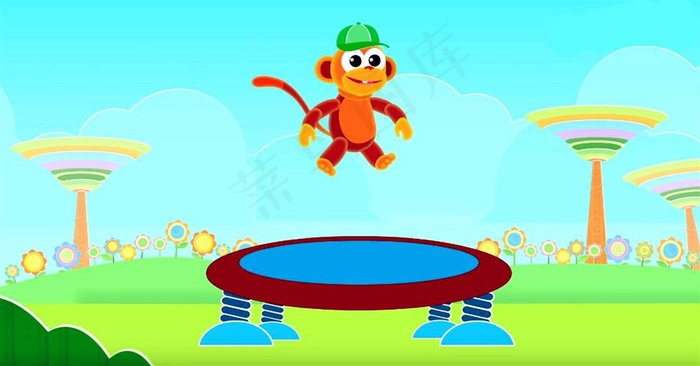 玩蹦蹦床的小猴子