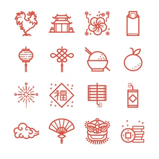 设计手绘图标祝贺新年