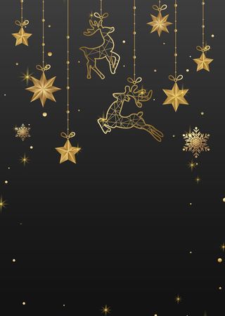 圣诞节驯鹿金黑色背景