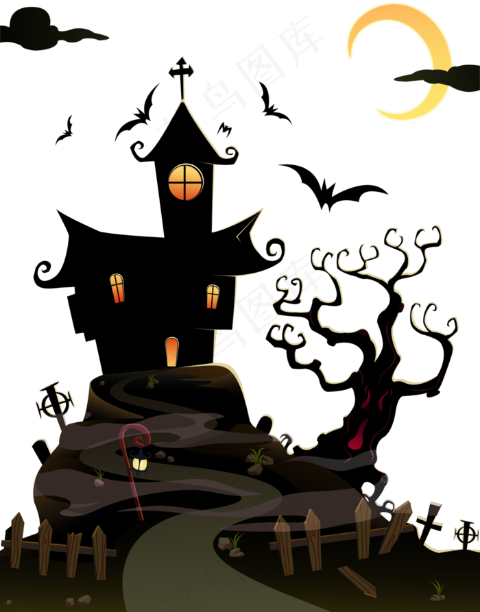 万圣节节日卡通素材城堡