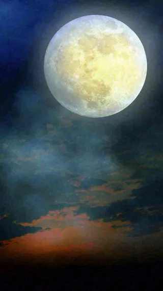 中秋节简约创意圆月月亮温馨天空，黑夜夜晚