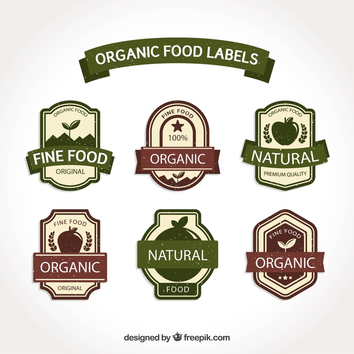 免抠复古有机食品标签