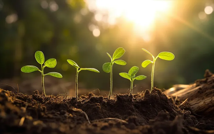 植物幼苗在阳光下发芽摄影图壁纸(5504x3456)