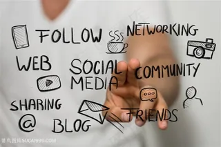 手掌中的网络商务手绘图标