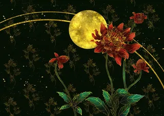 国潮鎏金复古烫金国风孔雀仙鹤装饰画素材PSD