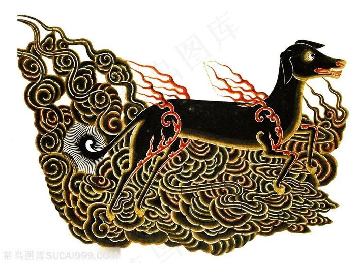 天狗食月皮影戏中国风图片