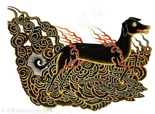 天狗食月皮影戏中国风图片