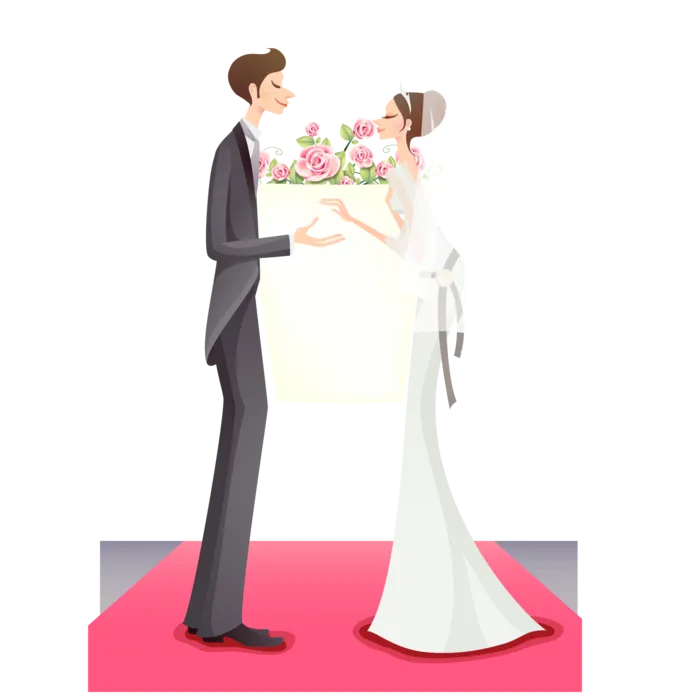 婚纱卡通人物婚礼白纱结婚婚纱摄影手绘