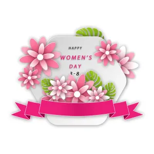 手绘妇女节粉色花卉挂画