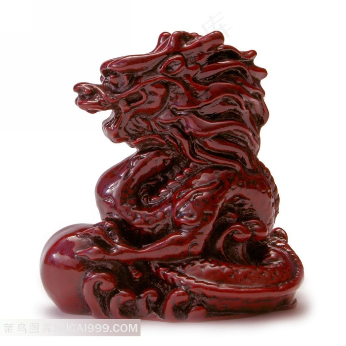 红色的龙纹雕塑素材