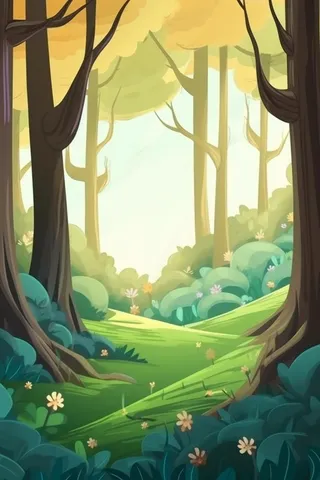 树林草地元素背景插画