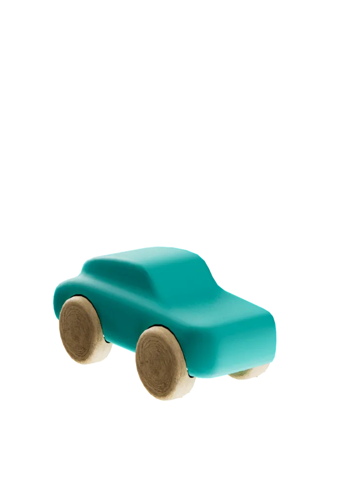 原创设计蓝色绿色木质玩具车
