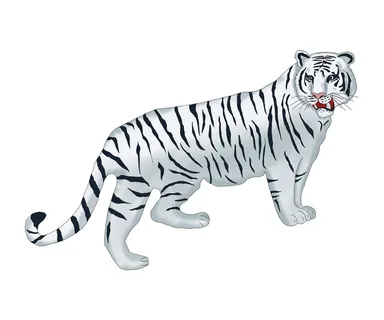 手绘国潮虎年卡通白虎老虎形象插画装饰元素PSD设计素材png免抠图