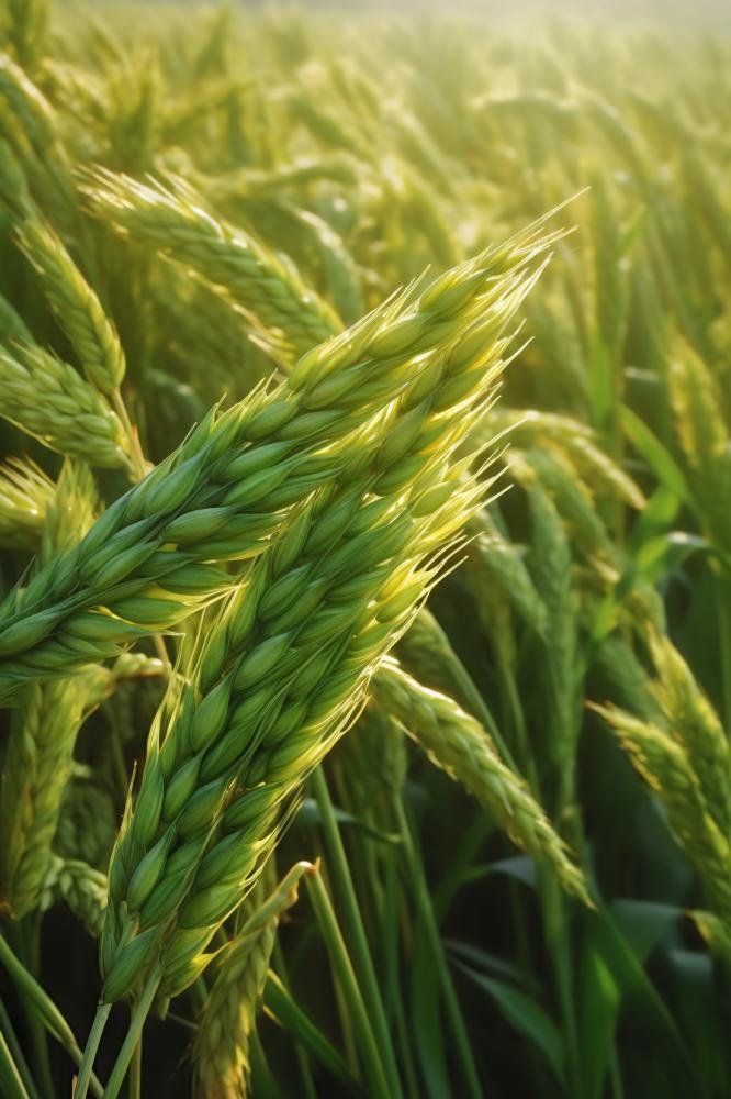 小麦绿色背景摄影图