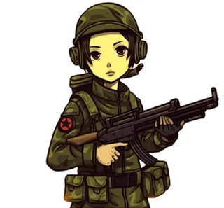 士兵军人拿着枪卡通免抠