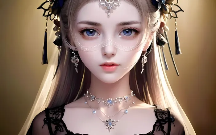 AI小姐姐美女二次元绘画古装大眼头饰漂亮051