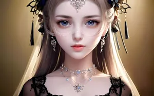 AI小姐姐美女二次元绘画古装大眼头饰漂亮051